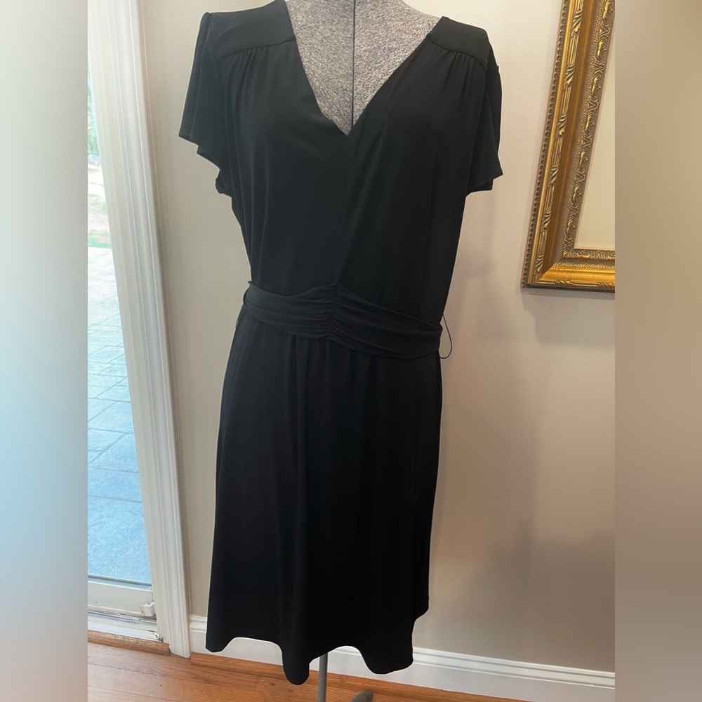 Attention XL ladies black v neck‎ dress-tie-NWOT-summer-Midi-wrap tie-cocktail - Picture 8 of 9